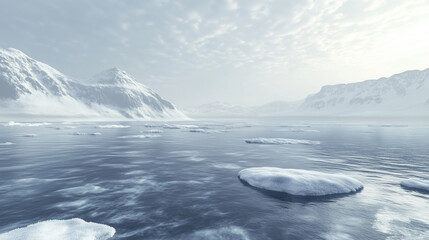 AI monitoring real-time environmental changes in the Arctic, utilizing advanced sensors and data analytics to track climate shifts and ecological impacts. The scene highlights the critical role of art