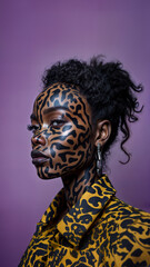 jaguar fashion pattern woman face Vitiligo modern
