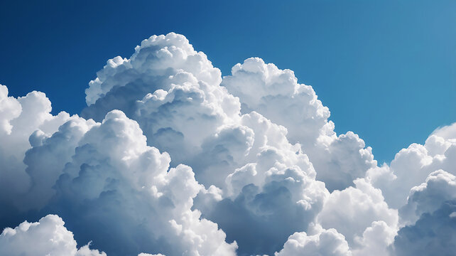 Beautiful sky adorned with fluffy cumulus clouds, simply serene