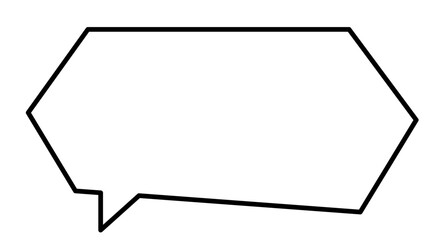 吹き出し　単体　シンプル　イラスト　ベクター　六角形　白　黒縁