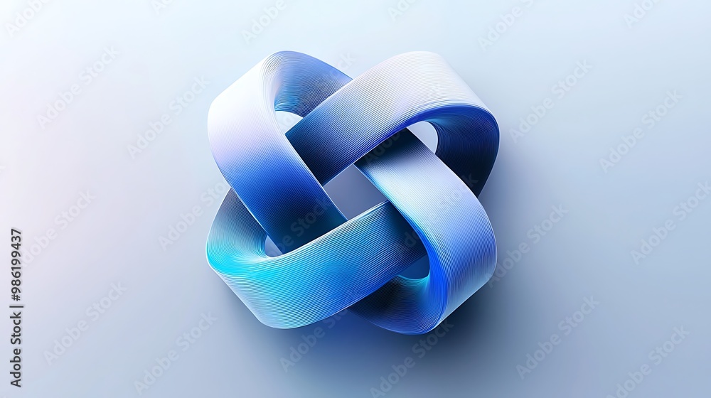 Aufkleber blue intertwined lines create a geometric shape, blending structure and fluidity in an abstract desi