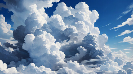 Beautiful sky adorned with fluffy cumulus clouds, simply serene