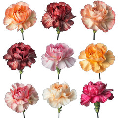 collage of flowers isolated on transparent background png

