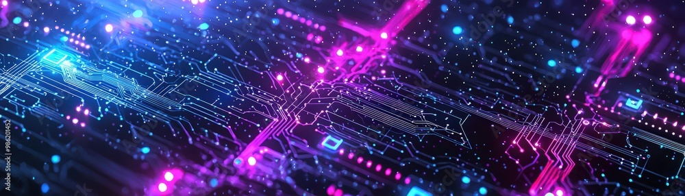 Poster ai managing cloud-based pipelines with glowing circuit paths connecting servers, visualized as an ab