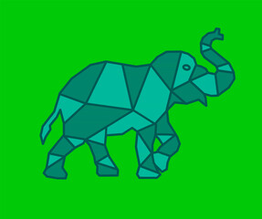 Elephant. Elephant Vector. Elephant geometric design. Elephant green background.