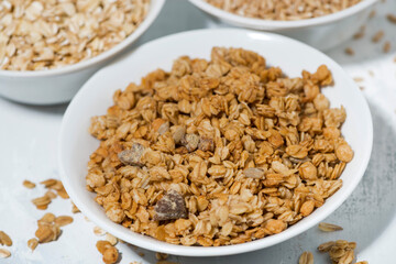 range of products made from oats, closeup selective focus