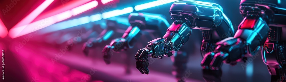 Poster cloud pipeline automation with ai robots controlling the flow of data between virtual servers, futur