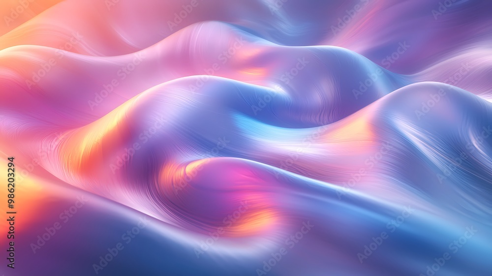 Poster waves of soft gradient colors flow across the background, blending seamlessly in an abstract design.