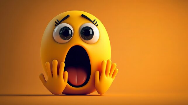 The emoji is surprised and scared, hiding part of its face with its hands.