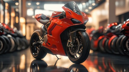 sport bikes in showroom.