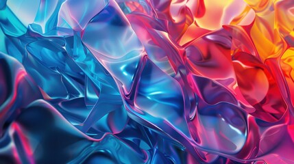 Multicolor CGI background - stock photo computer generated image of colorful shapes with emphasis on blues and red.