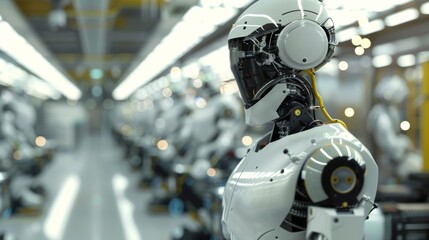 Fototapeta premium Futuristic Robot Arm in Modern Manufacturing Environment