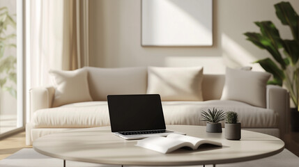 living room with laptop