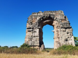 Ruins of the Roman aqueduct in Merida, Spain