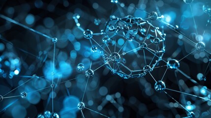 Intricate Abstract Molecular Network in Vibrant Teal Hues