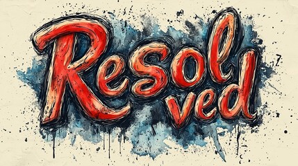 A dynamic and vibrant graffiti-style inscription of the word 'Resolved,' skillfully painted on a textured wall, conveying a clear message with urban artistic flair.