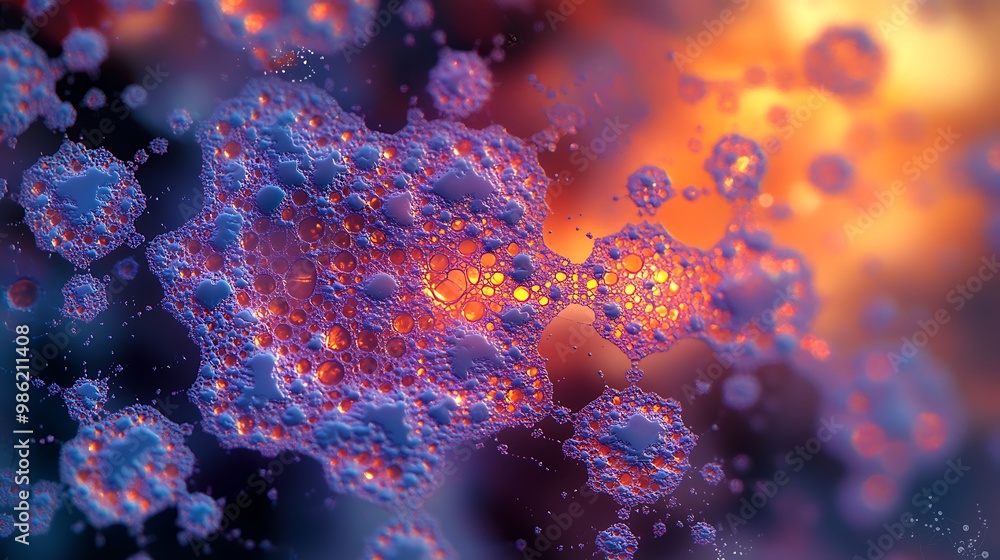 Poster abstract swirls of purple and orange, captured in macro photography, create a mesmerizing scene fill