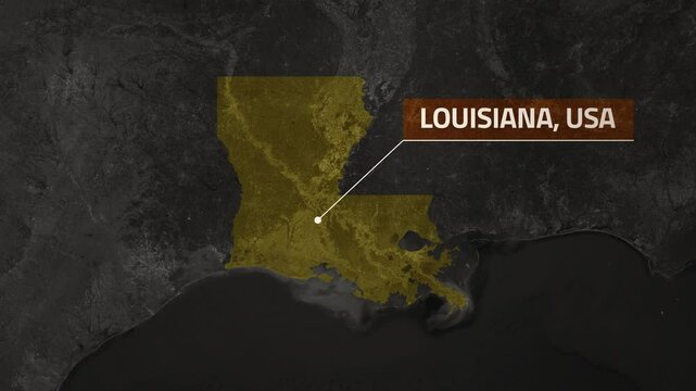 Map of Louisiana, USA - Map Animation - Louisiana GIS from World Map - Vox Map Style - State of USA - Infographic & Documentary Ready - 4K