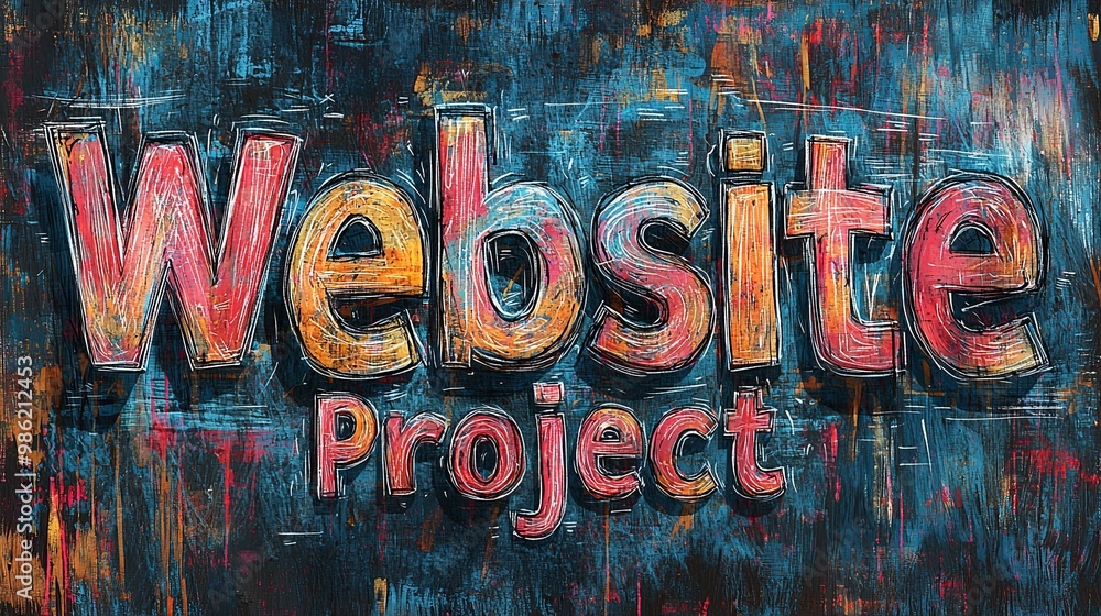 Fototapete this image features a vivid and colorful composition highlighting the text 'website project,' surrou