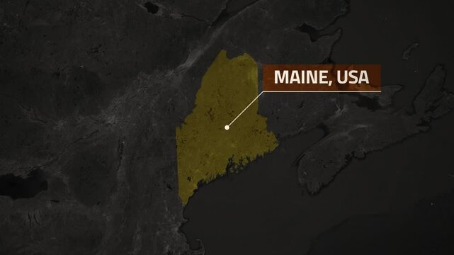 Map of Maine, USA - Map Animation - Maine GIS from World Map - Vox Map Style - State of USA - Infographic & Documentary Ready - 4K