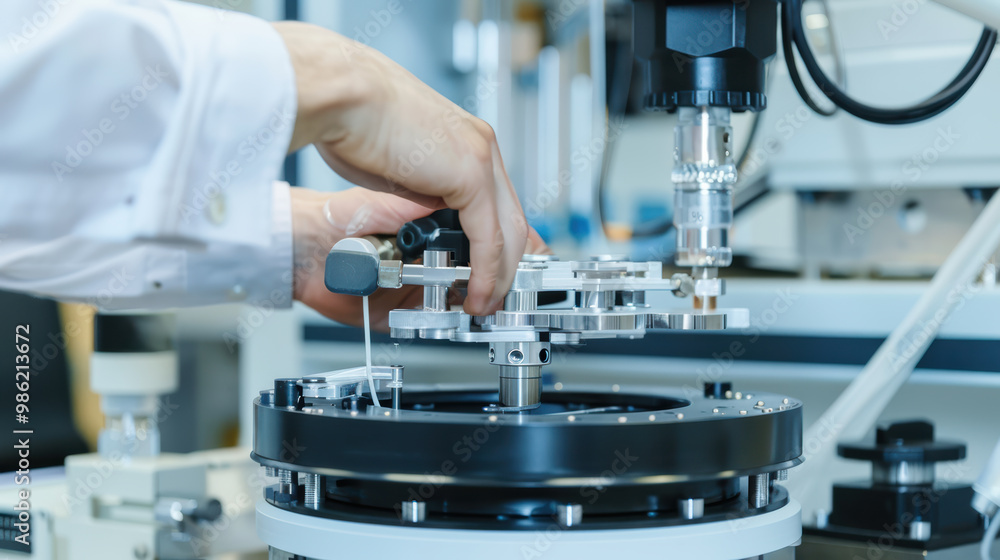 Poster image showcases close up of hand operating precision machinery in laboratory setting, highlighting i