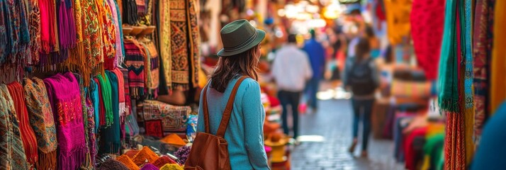 Solo Female Traveler Exploring Marrakech Market