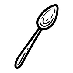 Tablespoon hand drawn doodle. Dessert spoon for eating sweet food. Tableware. Kitchenware. Dining table setting. Vector sketch line art illustration.