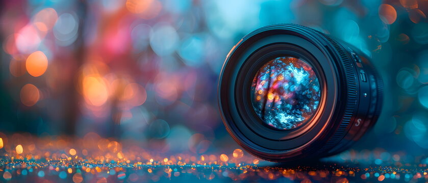 World Photography Day, Close-up views of a glass, brush, and roller with a focus on photographic equipment and optical precision, photo save green world