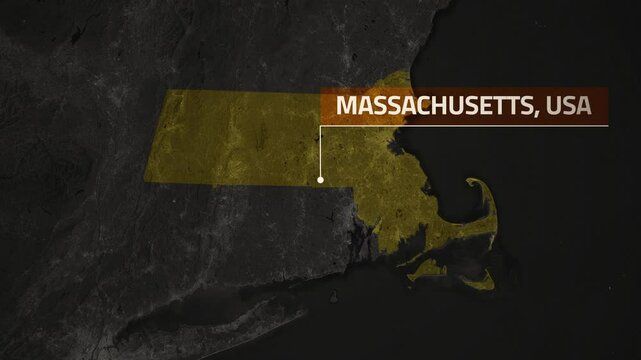 Map of Massachusetts, USA - Map Animation - Massachusetts GIS from World Map - Vox Map Style - State of USA - Infographic & Documentary Ready - 4K