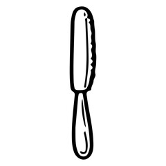 Table knife for meat hand drawn doodle. Utensil for eating food. Cutlery. Tableware. Kitchenware. Dining table setting. Vector sketch line art illustration.