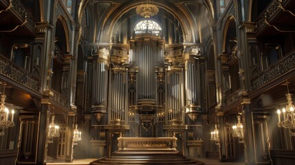 Magnificent Baroque Cathedral Interior with Ornate Marble Altar and Vaulted Ceilings