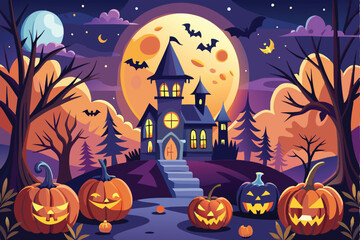 Fototapeta premium Halloween background flat illustration