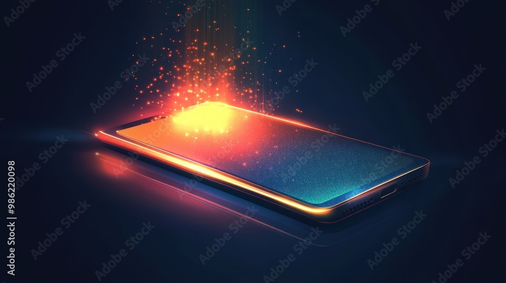 Poster a smartphone with a glowing light emanating from the screen, symbolizing the power of technology.