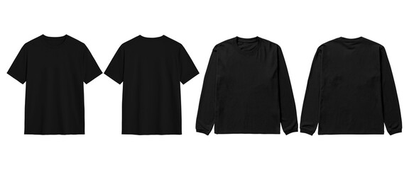 Blank black t shirts and long sleeve shirts mockup. Mockup template for branding, design, and...