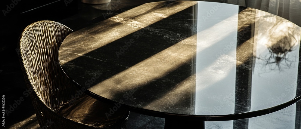 Aufkleber a table with a chair in front of it