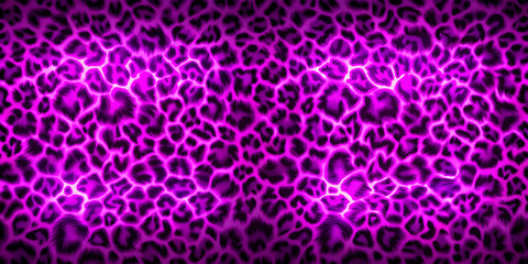 Obraz premium Vibrant and eye-catching purple neon leopard print design , wildlife, animal print, trendy, fashion, exotic, abstract