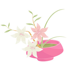 Japanese style flower and branch arrangement