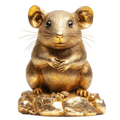Golden Mouse Sculpture with Intricate Details on Display