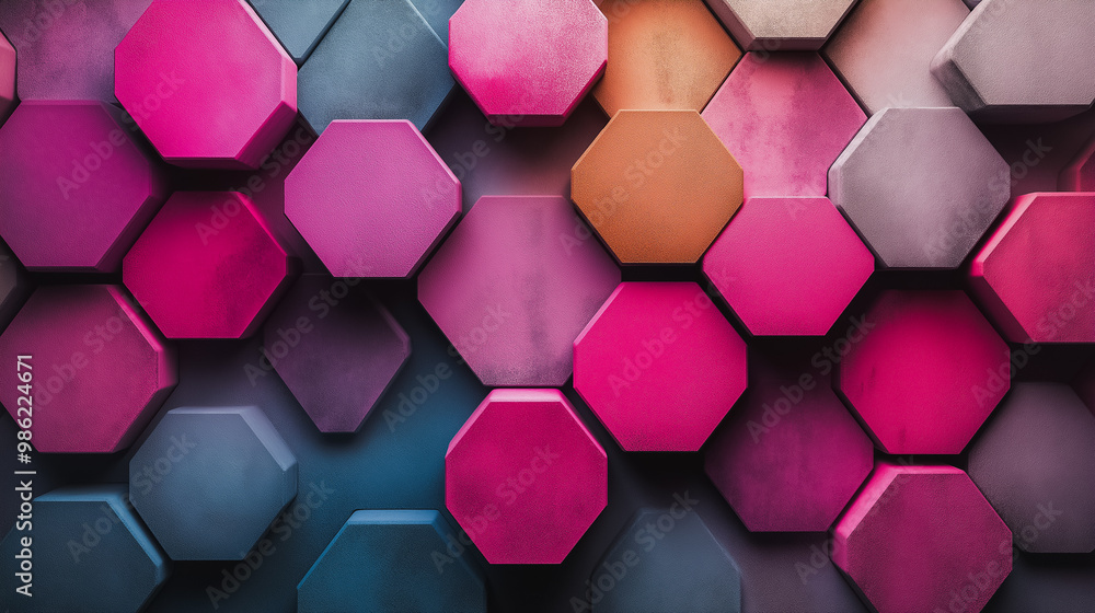 Poster a colorful pattern of squares and triangles