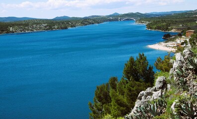 Blue water of the river