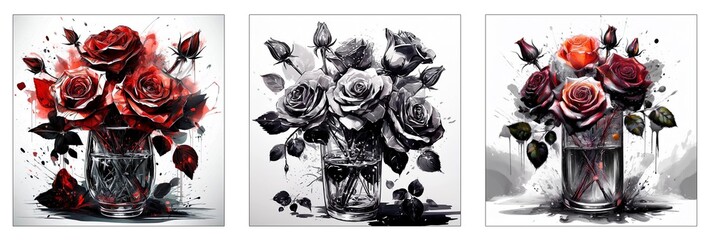 Rosen im Glasvase Aquarell Abbildung