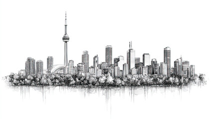 Obraz premium Hamilton, Bermuda, black and white pen pencil hand-drawn effect drawing illustration for travel poster, card, wallpaper, backdrop or banner. Modern, clear, artistic and simple