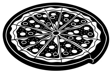 pizza black silhouette vector