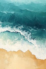 Impressionistic Ombre Background of Soft Pastel Beach Colors with Textured Sand and Sea Tones