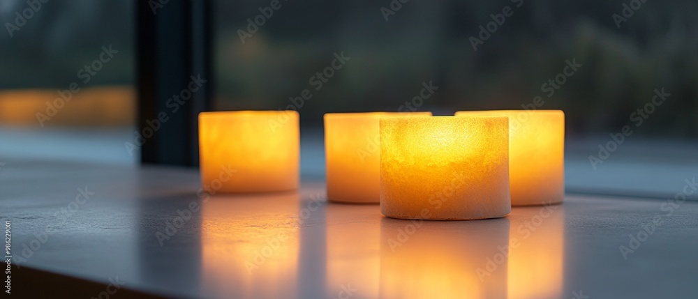 Poster a window with four candles lit in front of it
