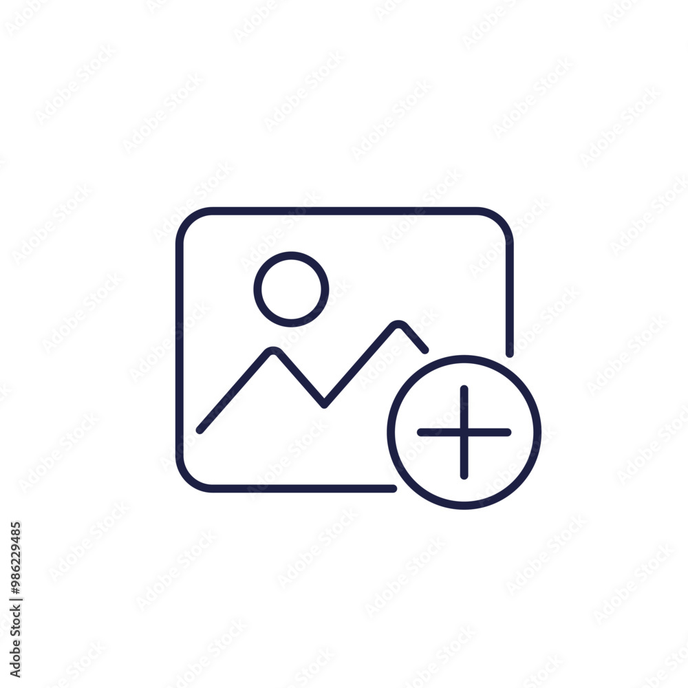 Poster add image or photo icon in line design