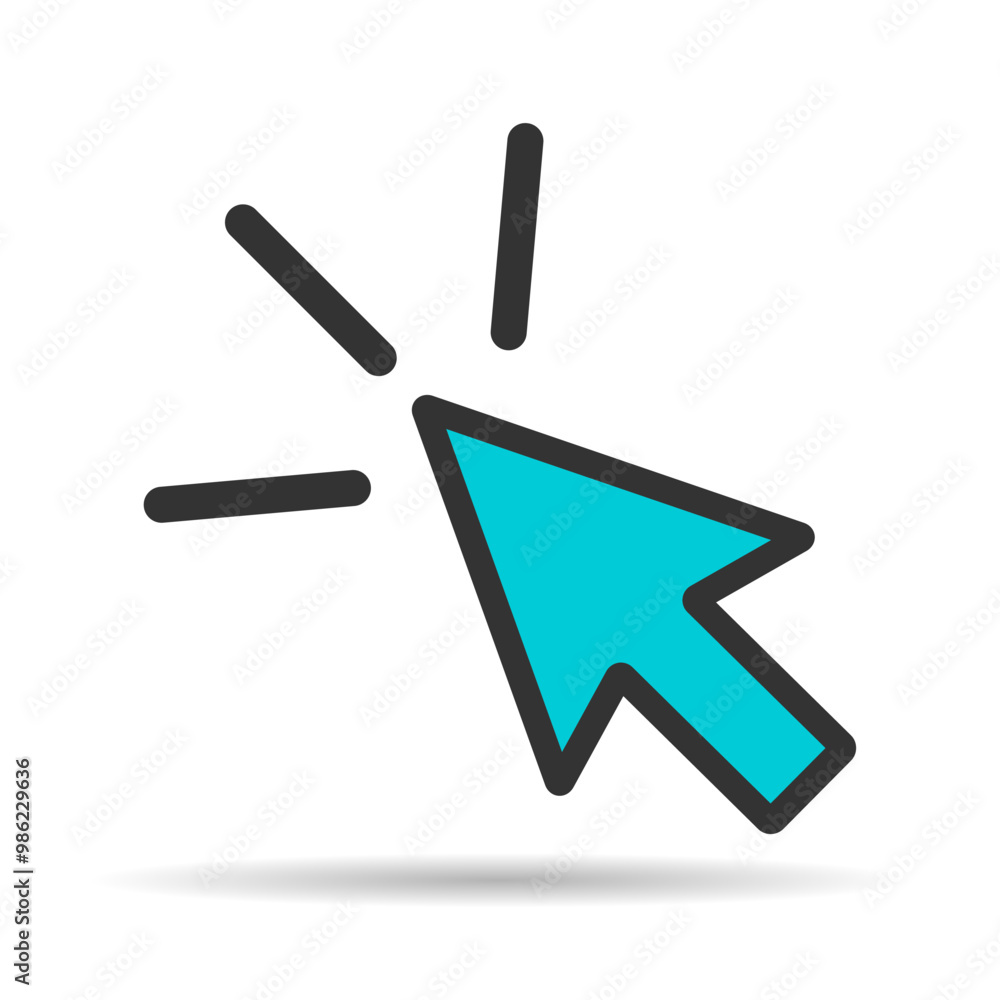 Poster click arrow mouse shadow icon, web button cursor. digital design vector illustration
