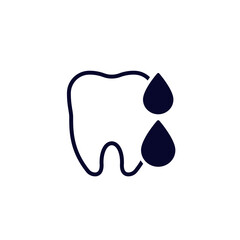 Gum bleeding icon, tooth and blood drops