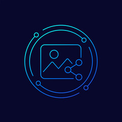 share image or photo icon, linear design