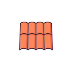 roof tiles icon with outline